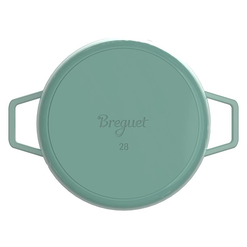 BGA2602 宝玑Breguet琅彩系列28cm海鲜珐琅铸铁锅 孔雀绿-800 (2).jpg